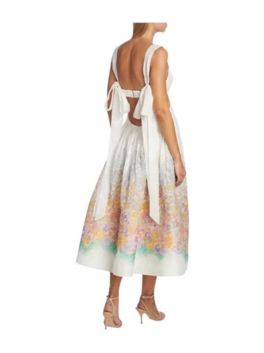 NWOT Zimmermann Ivory Floral Tie-Strap Maxi Dress with Pastel Border AUS4-US12 - Picture 9 of 9